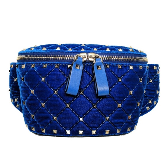 Valentino Handbags - SOLD Valentino Rockstud Blue Velvet Belt Bag